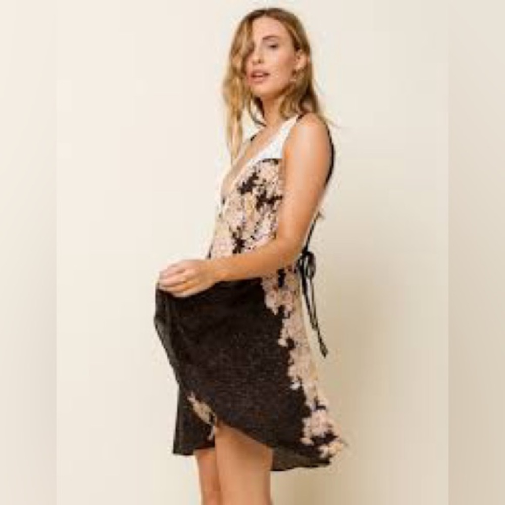 Free People Black and Pink Floral Mini Dress